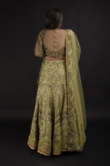 Green Chanderi Gota Lehenga Set_DTR1324