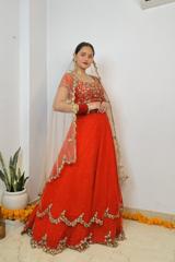 Scalloped Red Lehenga1
