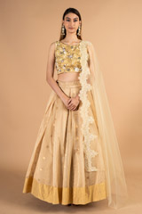 Handwoven Nude Chanderi Lehenga