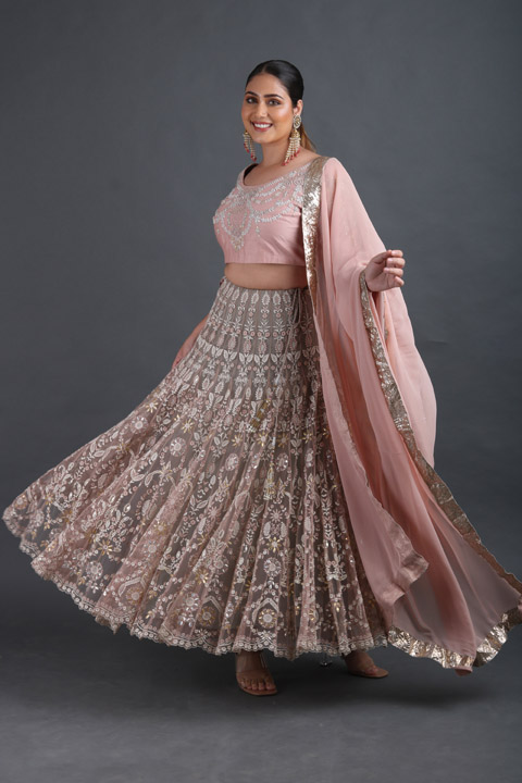 Grey Embroidered Lehenga
