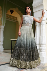 Grey Sequins Corset Gown