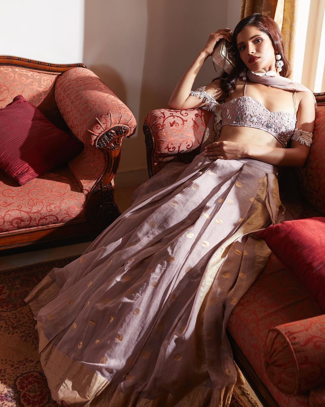 Handwoven Lilac Chanderi Lehenga4