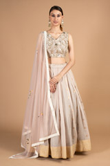 Handwoven Lilac Chanderi LehengaDSC08354