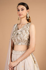 Handwoven Lilac Chanderi LehengaDSC08356