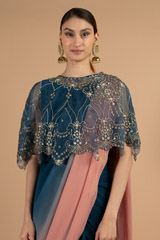 Circular cape with jewel embroidery and ombre stitched sareeDSC04390