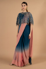 Circular cape with jewel embroidery and ombre stitched sareeDSC04393