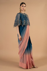 Circular cape with jewel embroidery and ombre stitched sareeDSC04394