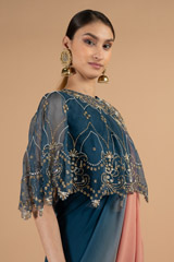 Circular cape with jewel embroidery and ombre stitched sareeDSC04395