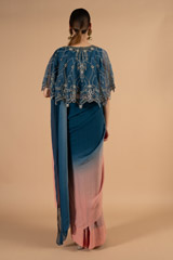 Circular cape with jewel embroidery and ombre stitched sareeDSC04398
