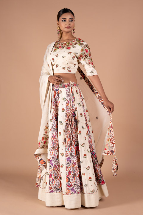 Ivory Chanderi Khali Lehenga Set