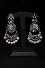 Silver Zircon and Pearl Earrings