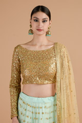 Cadet Blue Net Lehenga_DTR4506