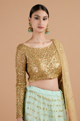 Cadet Blue Net Lehenga_DTR4515