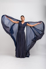 Navy Blue Drape Gown