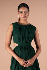 Dark Green Waist Cut GownDSC09683