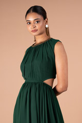 Dark Green Waist Cut GownDSC09694