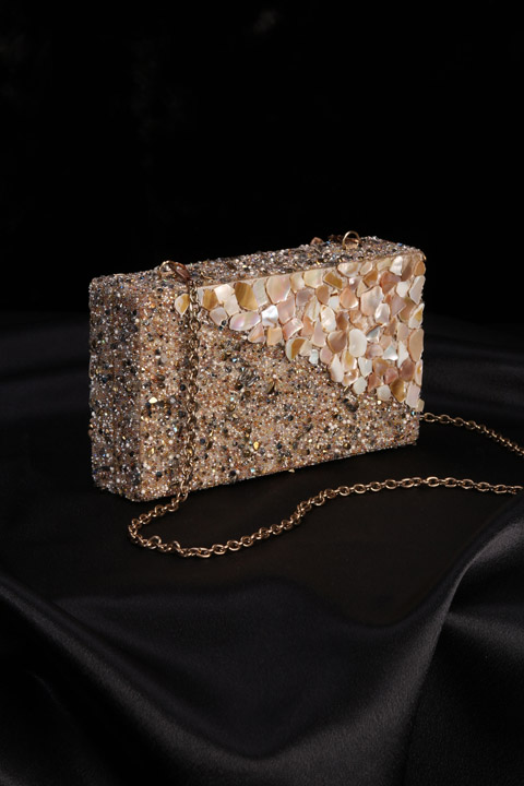 Peach Mother Of Pearl Clutch