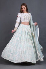 Light Blue High Garden Lehenga