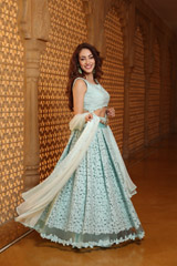 Tulle Cornflower Blue Lehenga