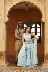 Tulle Cornflower Blue Lehenga