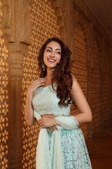 Tulle Cornflower Blue Lehenga3