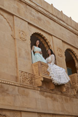 Tulle Cornflower Blue Lehenga