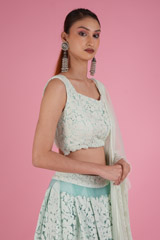 Tulle Cornflower Blue LehengaDSC05186