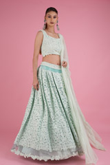 Tulle Cornflower Blue LehengaDSC05188