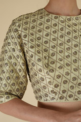 Blue Raw Silk And Chanderi LehengaDSC06114