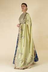 Blue Raw Silk And Chanderi LehengaDSC06119