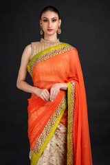 Orange Chantilly Lace Saree_DSC4612-Edit