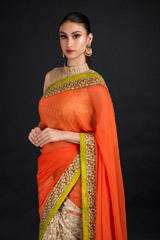 Orange Chantilly Lace Saree_DSC4617-Edit