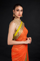Orange Chantilly Lace Saree_DSC4618-Edit
