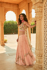 Coral Net Embellished Lehenga
