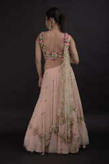 Coral Net Embellished Lehenga_DTR0608