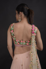 Coral Net Embellished Lehenga_DTR0609