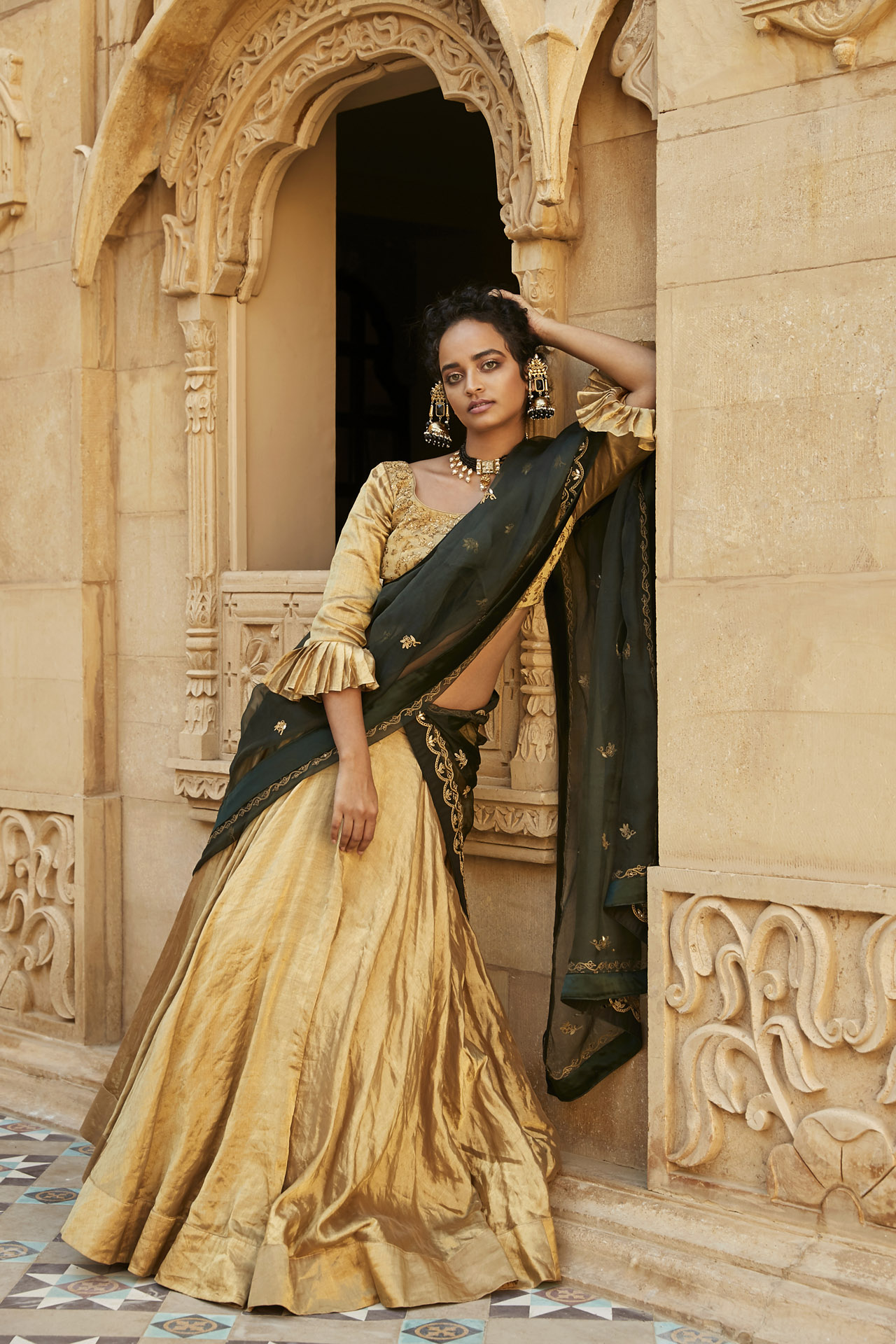 6. GOLDEN EMBROIDERED LEHENGA