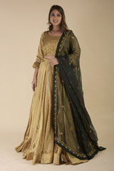 Golden Embroidered Lehenga Set_DTR1169