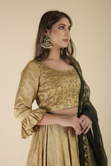 Golden Embroidered Lehenga Set_DTR1174