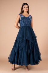 Dark Blue Ruffle Gown