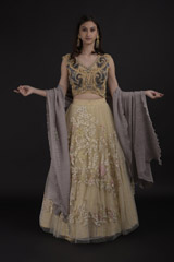 Beige Thread Work Lehenga Set