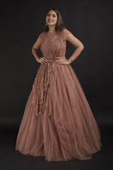 Peach Tulle Gown_DTR1341