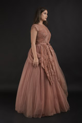 Peach Tulle Gown_DTR1342