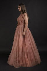 Peach Tulle Gown_DTR1344