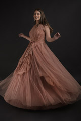 Peach Tulle Gown_DTR1346