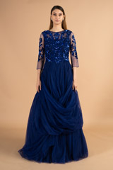 Blue Gown With Sequin Work