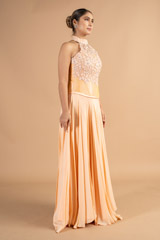 Peach Halter Neck With  Lace WorkDSC00460