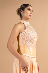 Peach Halter Neck With  Lace WorkDSC00461