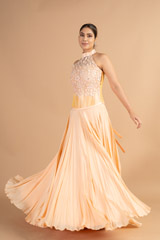 Peach Halter Neck With  Lace WorkDSC00465