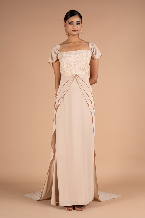 Beige Georgette Gown